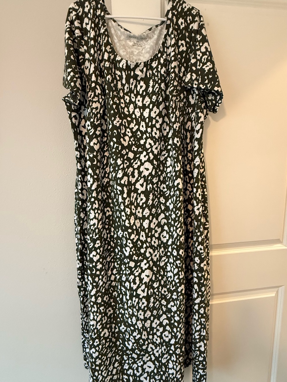 Jessica London Olive and White Floral Maxi Dress